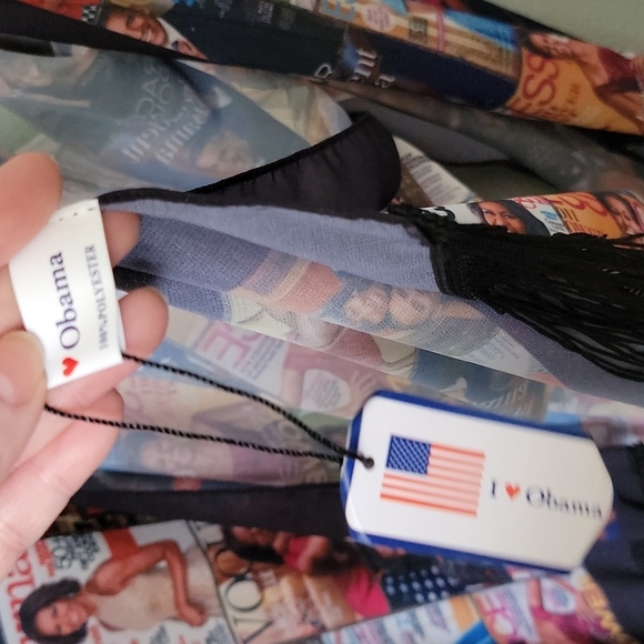 I heart Obama novelty NWT fringe kimono Large - XXL - Picture 6 of 7